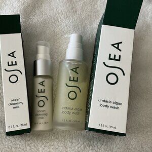 Osea Undaria Algae Body Wash 1.5 Oz & Ocean Milk Cleanser .6 oz Travel Sz Pump